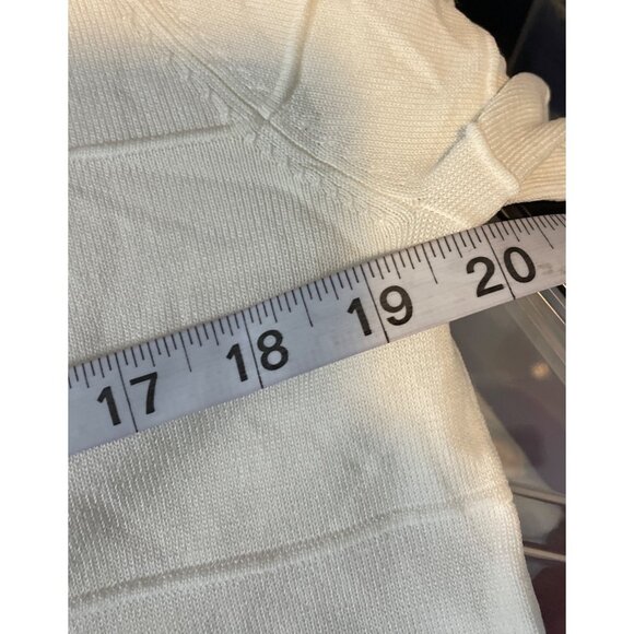 Chico’s Design Off White Open Neck Ridged Long Sleeve Top Sz M - Picture 7 of 10